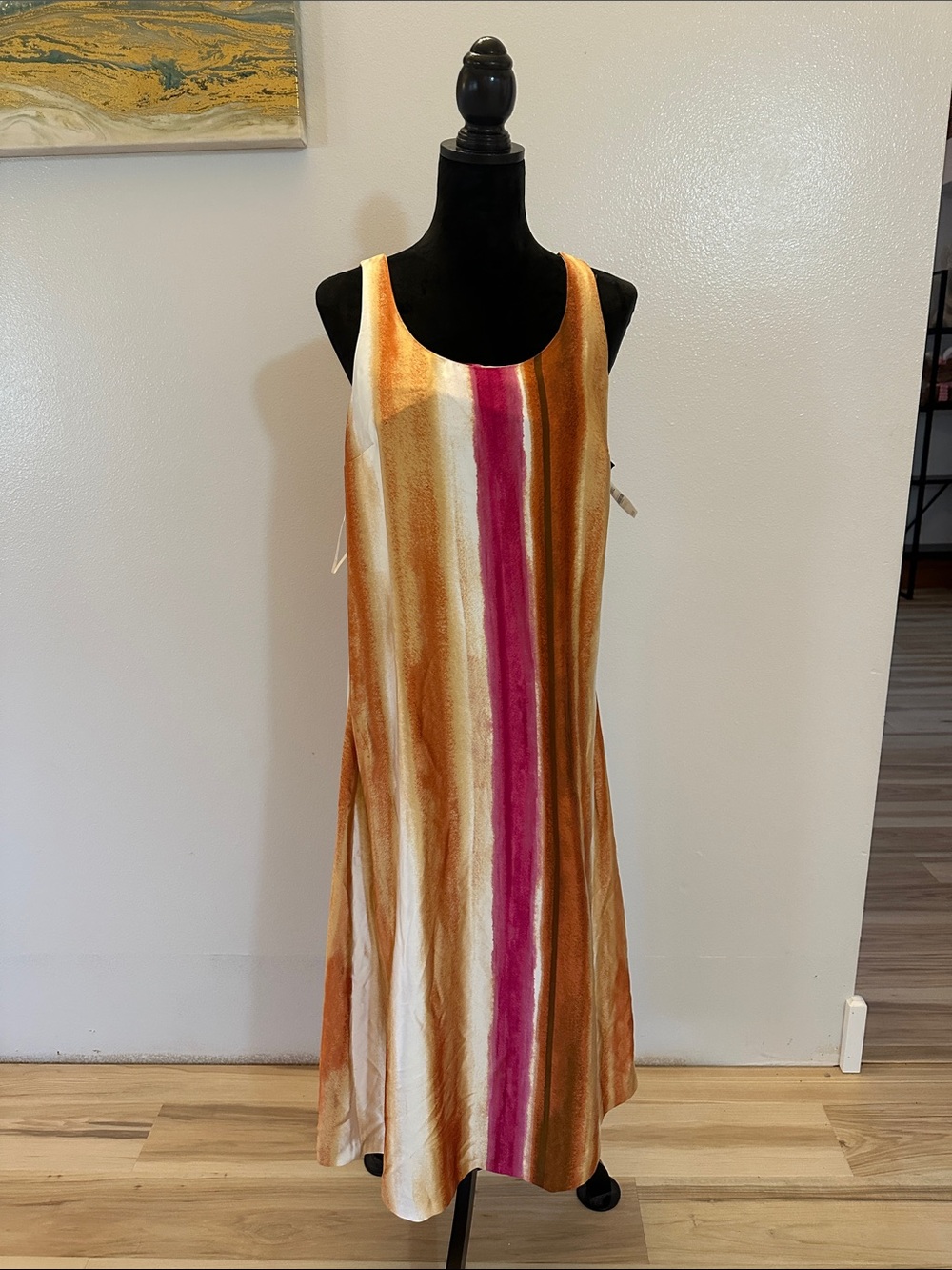 Alfani Striped Maxi Dress in Gold, Cream & Pink
